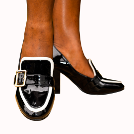 Official Heel- Black with white lacing